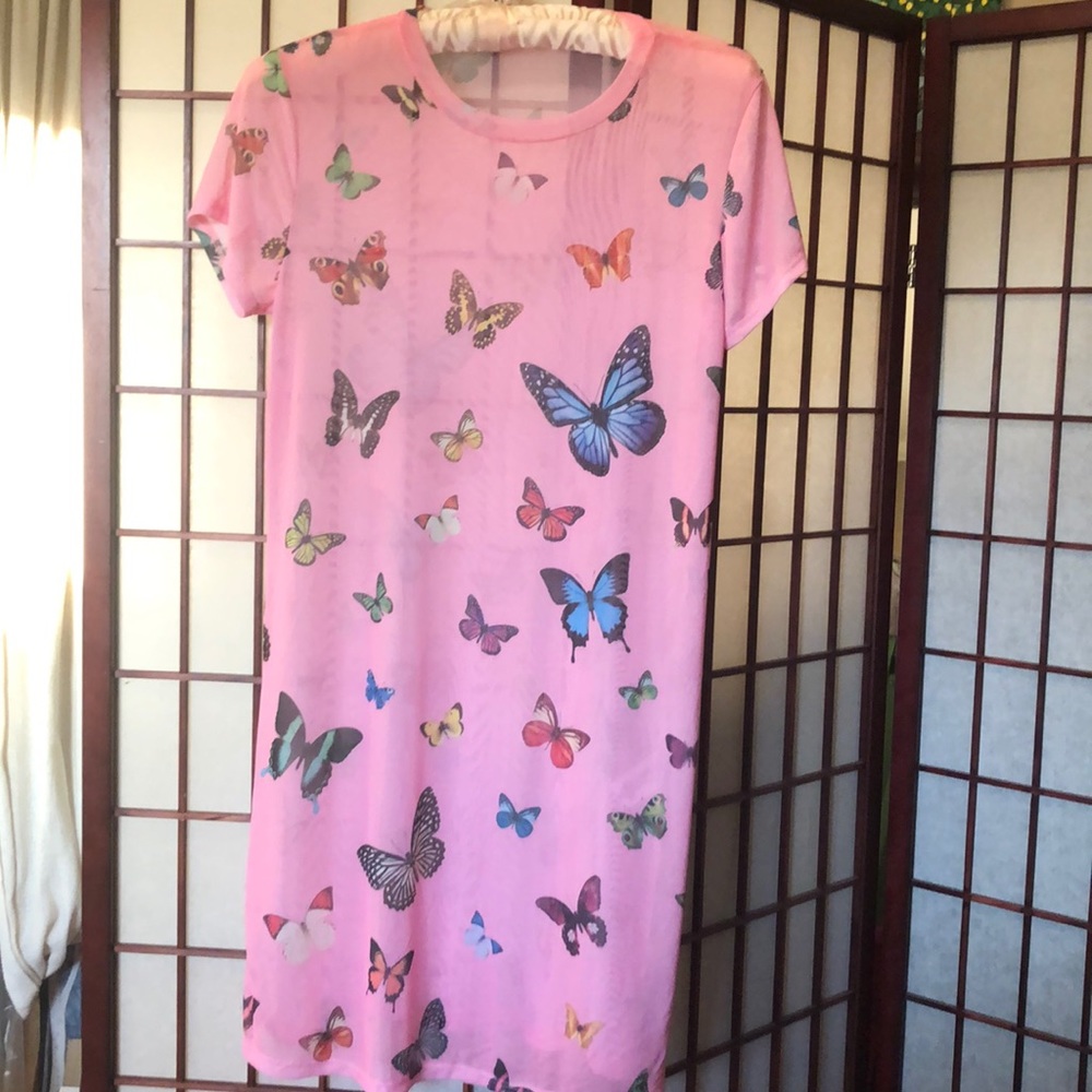 Sexy mesh Butterfly print dress